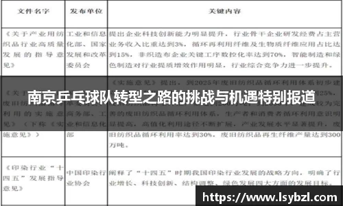 南京乒乓球队转型之路的挑战与机遇特别报道